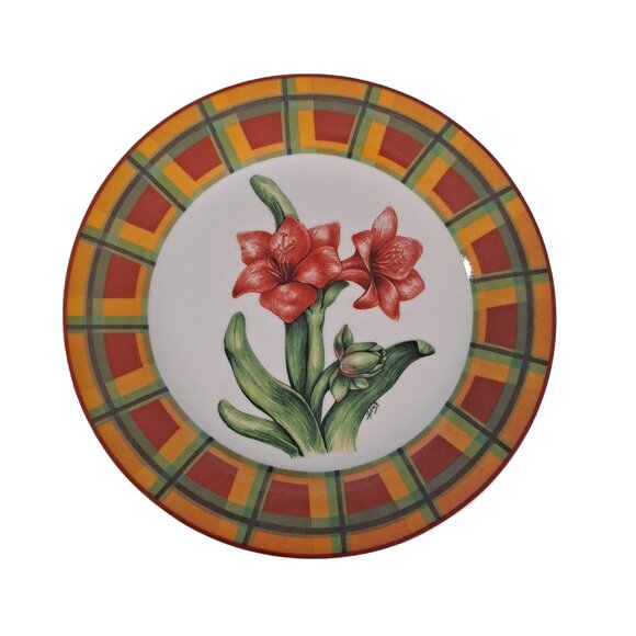 5 Amaryllis Salad Plates Christmas Blooming Flower By I. Godinger & Co. - Picture 4 of 6